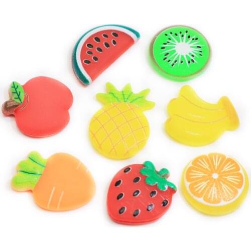 Cheap Newly Mini Fruit Theme Multi Shapes Artificial Cute Beads Flat Back for Craft Decoration