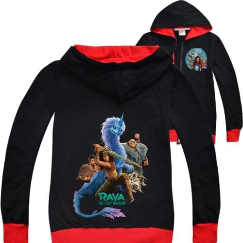 Kids Girls Hoodies Zipper Raya and The Last Dragon Sweatshirts Autumn Winter Boys Long Sleeve Clothes Christmas Pullover Costume