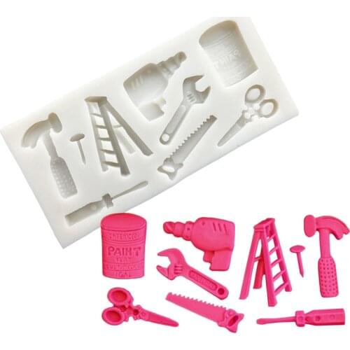 Ladder Hammer Electroconversion Wrench Saw Silicone Sugarcraft Mold Chocolate Cupcake Baking Fondant Cake Decorating Tools