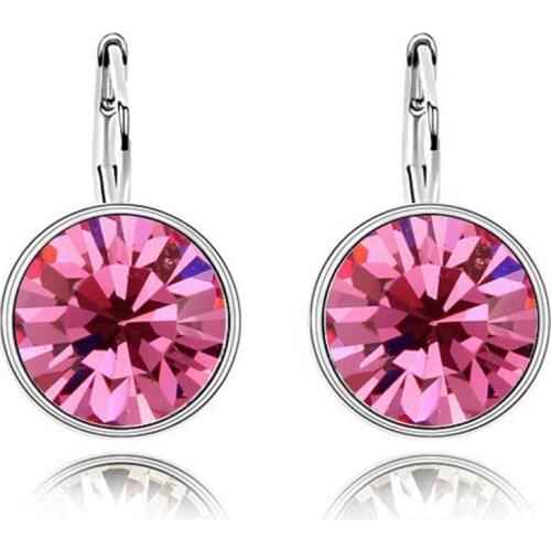 Fashion earrings Austrian crystal earrings earrings female round super flash earrings ear clips friends gift