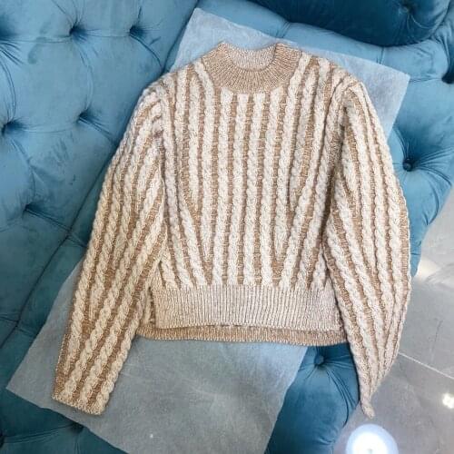 Fashion 2021 new ladies long sleeve sexy casual side slit twist knit sweater 1118