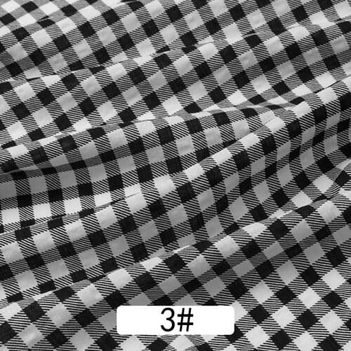 Soft Black And White Plaid Printed Cotton Fabric For Dress Shirts, Gray, Red, Green And Pink, By The Meter