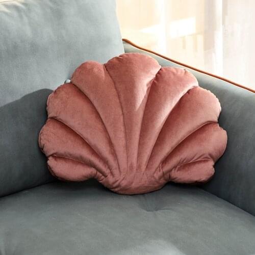 Shell Back Pillow Soft Seat Cushion Nordic Velvet Pure Color Wedding Decorative Manual Wave Pillows