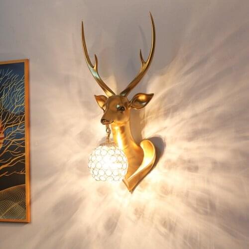 Antlers Wall Lamp Nordic Crystal Wall Lights for Home Decor European Wall Sconce Light Fixtures Bedroom Living Room Decoration