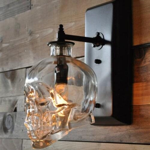 Loft personality water pipe Skull bar wall lamp modern outdoor retro wind glass lampshare wall fitting aisle Bottle light ZL195