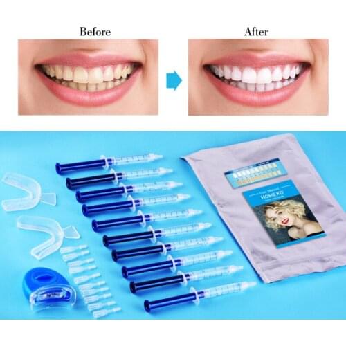 New Teeth Whitening Kit with led light Care Oral Hygiene Tooth Whitener Bleaching White With Carbamide Peroxide Home Use
