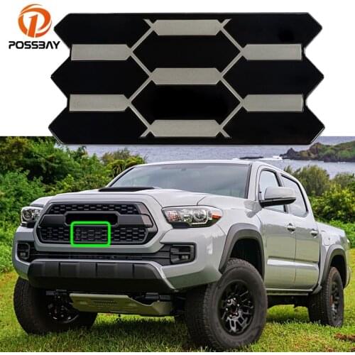 Car Front Grille Garnish Radiator Sensor Cover for Toyota Tacoma TRD Pro Crew Cab 2017 2018 2019 2020 Black Exterior Decoration