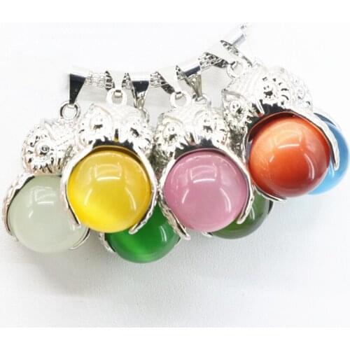 Charms Animal Owl Shape Stone Pendant Round Ball Cat Eyes Crystal Beads Inlay 19x30mm Jewelry Making Trendy Diy Findings B3298