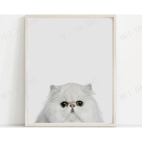 White Cat Print - Funny Cat Print, Persian Cat Wall Art, Cat Lovers Gift, Cat Portrait Poster, Nursery Animal Print