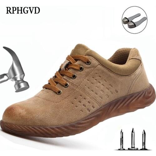 Work Shoes Safety Shoes Men Pigskin Non-Slip Welding Shoes Beef Tendon Bottom Steel Head Anti-Smashing Anti-Stab Tndestructible