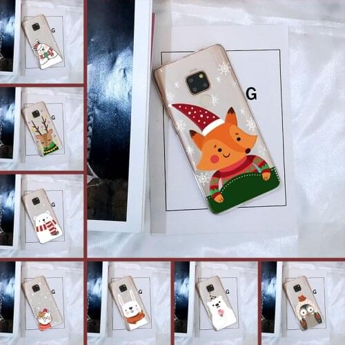 For Huawei Mate 9 10 20 Lite Phone Case Silicone Christmas Cat Cute Dog Fox Bear Soft Back Cover For Huawei Mate 7 8 9 10 20 Pro