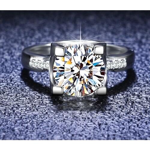 Silver Excellent Cut Diamond Test Passed 1 Carat D Color High Clarity Moissanite Cow Head Ring Female Silver 925 Wedding Jewelry