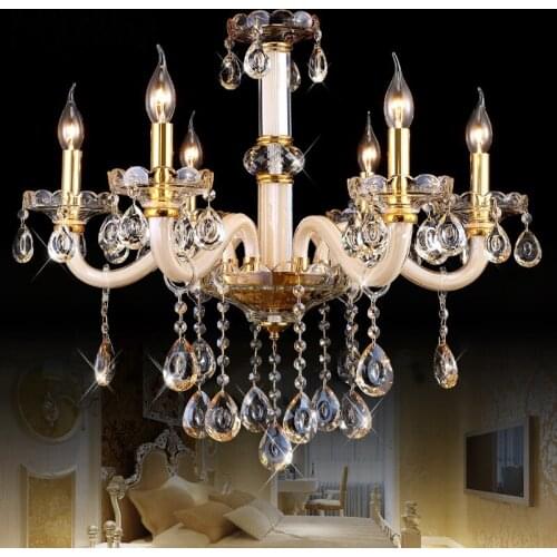 Amber European crystal chandelier highgrade candle crystal lamp atmosphere livingroom lamp restaurant bedroom crystal chandelier