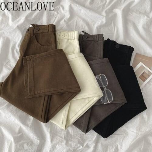 OCEANLOVE Woman Pants Solid 4 Colors Vintage High Waist Autumn Korean Fashion Pantalones De Mujer High Waist Pantalones