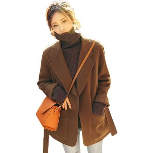 WSYORE Spring Elegant Double-sided Cashmere Coat Women Loose Woolen Coat Autumn and Early Winter Casual Wild Wool Jacket NS2864