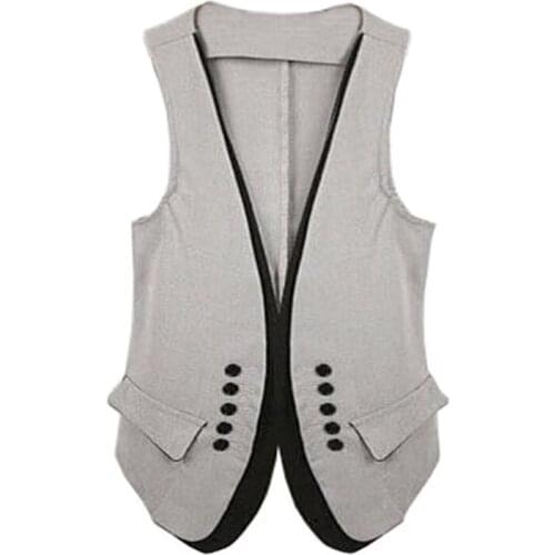 2020 Plus size Fashion women Korean suit Waistcoat Casual Vest Sleeveless Slim OL patchwork v-neck vest S-3XL JC423