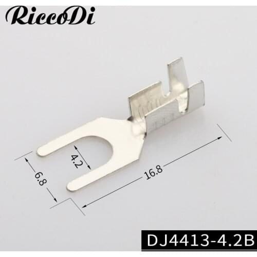 100/200Pcs DJ4113 4.2B Fork-type Bare Terminal U-type Y-type Grounding Piece Crimp 0.3-1.5mm2 Fork-shaped Cold-pressed Terminal