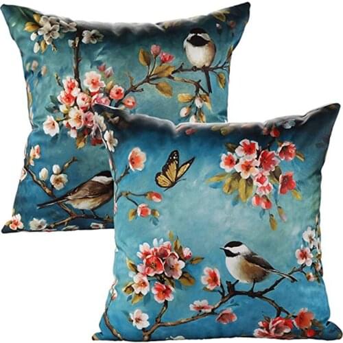 2 Set Throw Pillow Case Animal Birds Cushion Covers Linen Pillow Cover Couch Pillowcase Sofa Home Car Decorative 45 X 45cm