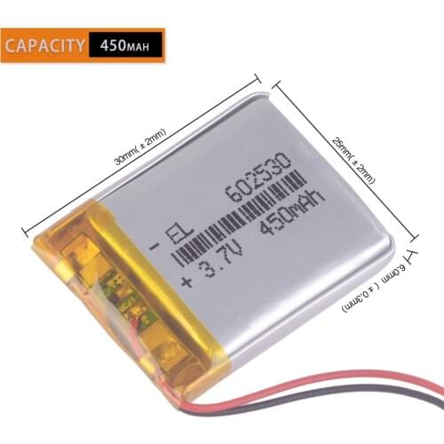 2pcs/Lot 500mAh Lithium Battery 602530 auto-register headphones registrar headphones navigator