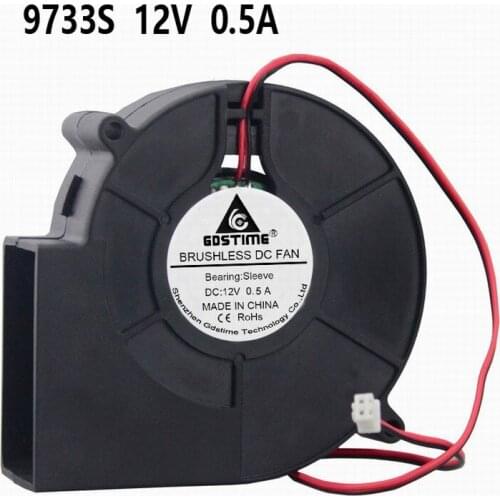 2pcs Gdstime 12V 97mm x 33mm 9733S DC Brushless Machine Equitment Exhaust Blower Cooler Fan