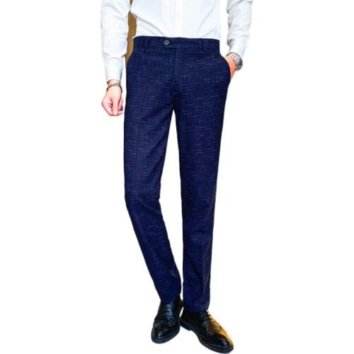 2021 NEw Brand Mens Spring Summer Casual Pants Men Striped Navy Blue/Black Straight Trousers Plus Size 38 Pantalones Hombre