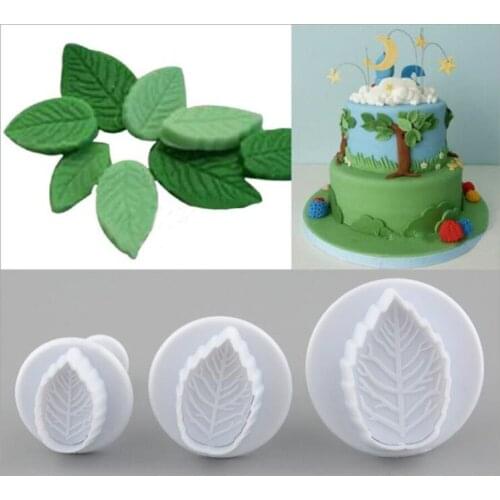 3Pcs/Set Cake Rose Leaf Plunger Fondant Decorating Sugar Craft Mold Cutter Cake Decorating Pastry Cookie Cake Tools
