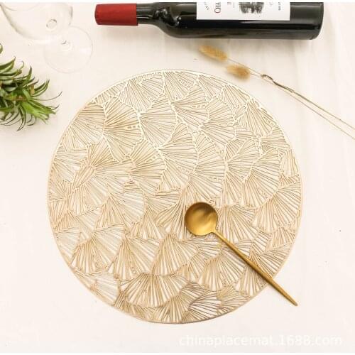4/6pcs Ginkgo Biloba Placemat New Style PVC Decorative Dining Table Heat Insulation Pad Stylish Round Heat Insulation Placemat