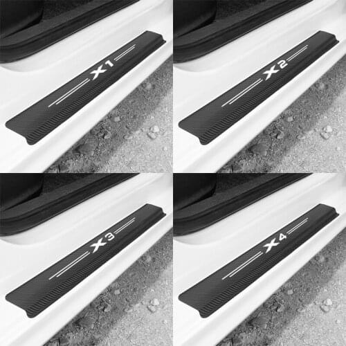 4Pcs Car Styling Carbon Fiber Car Door Sill Protector Sticker Decal For BMW X1 X2 X3 X4 X5 X6 X7