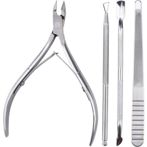 4pcs/set Remover Culticle Pusher Stainless Steel Dead Skin Cuticle Remover Nail Cuticle Pusher Nail File Manicure Art Tool