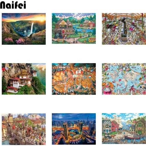 DIY 5D Diamond Painting Landscape Mountain,Train Station,Town,City Night,Map,Cross Stitch Kit Full Drill Embroidery Mosaic Art