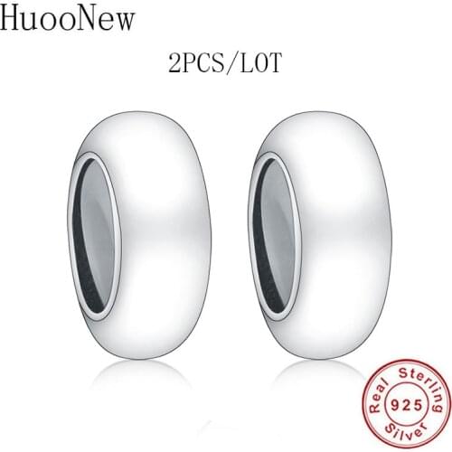 Fit Original Pandora Charm Bracelet 925 Silver Round Spacer with Silicon Stopper Bead For Making Women Kid Berloque 2020 Whosale