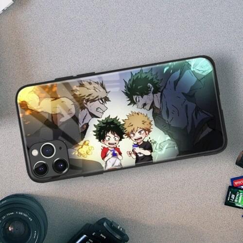 Bakugo Vs Izuku My Hero Academia Anime Soft TPU Glass Phone Case for IPhone SE 6s 7 8 Plus X Xr Xs 11 12 Mini Pro Max Samsung