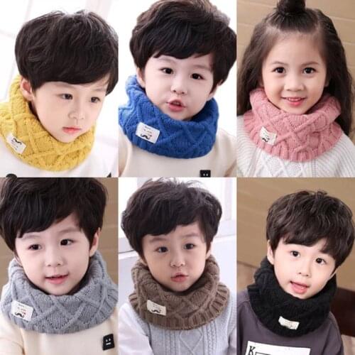 2-10T Kids Scarves 2020 Winter Warm Children Scarf for Boys Girls Knitted Scarf Collar Neck Ring 13 Colors Apparel Accessories