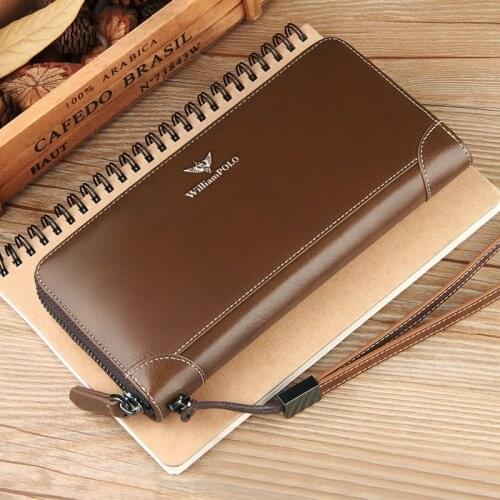 Long Wallet for Men Retro Classic Zipper Card Holder Wallets Large Capacity Clutch Bag Male Purse genuine leather Luxury