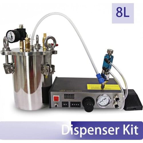 Glue Dispensing system kit, dispenser valve + 8L pressure bucket +Precision digital liquid glue Silicone controller