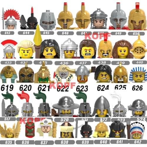 Middle Ages Viking Warrior Knights Rome Commander Fighters Theoden Army Weapon Armor Building Blocks Figures Heads Toys For Kids