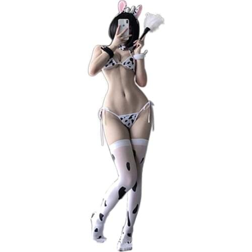 Anime Cute Cow Cosplay Costume Women Maid Sexy Lingerie Set Ladies Tied Up Underwear Three Point Bikini Underwear lingerie