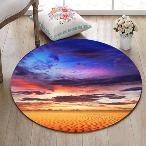 Round Living Room Carpets Childrens Room Floor Area Rugs Bathroom Non-Slip Cushion Bedroom Door Mat Desert Evening Clouds Sky