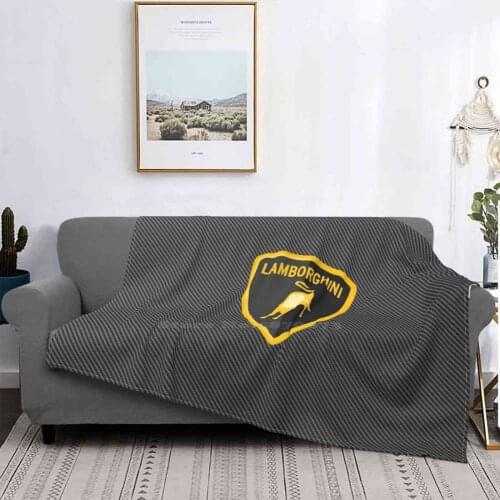 Lambo S.P.A Logo On Carbon Fiber Latest Super Soft Warm Light Thin Blanket Lambo Racing Car Automotive Carbon Fiber Carbon