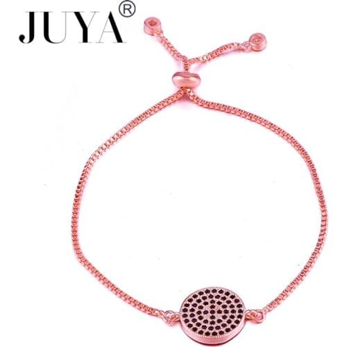 Micro Pave Black CZ Rhinestone Round Charm Bracelets For Women Jewelry Simple Adjustable Chain bracelet pulseras indian jewelry