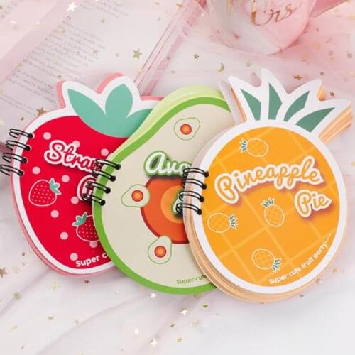 New 60 Sheets Kawaii Korean Strawberry Pear Pocket Coil Mini Notebook Spiral Check List To Do It Planner School Stationery