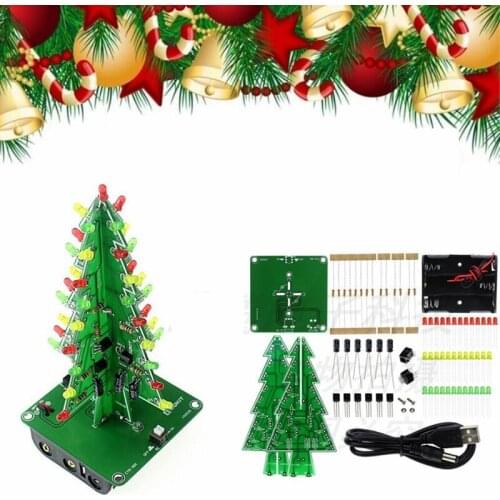 Christmas tree kit LED flash colorful three-color electronic DIY handmade creative Christmas gift ornaments