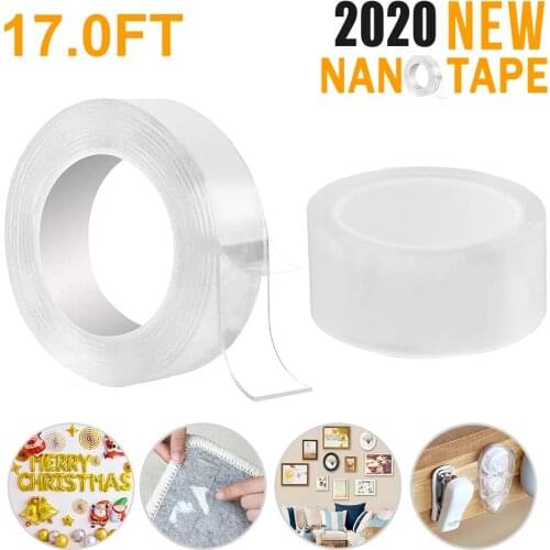 New Nano Magic Tape Double Sided Tapes - Transparent NoTrace Reusable Waterproof Adhesive Tape Cleanable Home