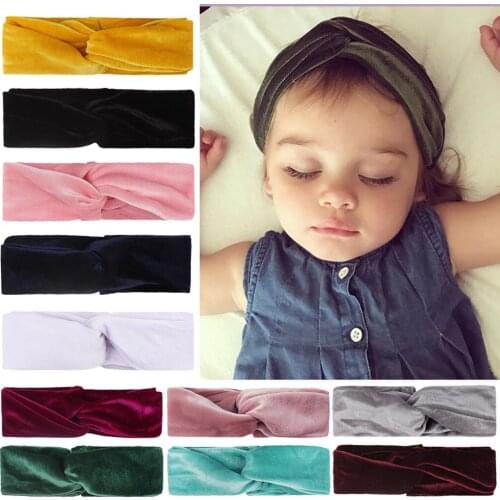 New Newborn Boy Cross Hairband Nylon Elastic Baby Girls Headband Golden Velvet Toddler Headwear Accessories Christmas Gifts