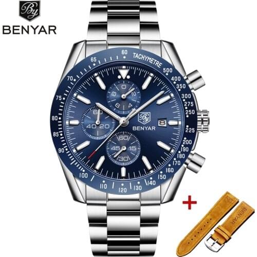 New BENYAR Wristwatch Mens 2019 Quartz Chronograph Mens Watches Top Brand Luxury Fashion Military Watch Men Clock Zegarki Meskie