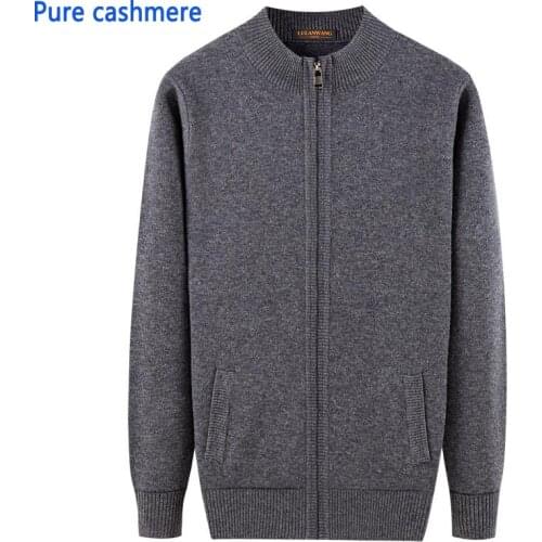 New arrival fashion Thick 100% Pure Cashmere Sweater Male Zipper Cardigan Winter Coat Casual high quality plus size XS-4XL 5XL