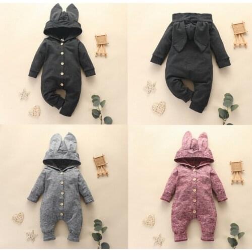 New Hooded Baby Rompers Autumn Newborn Baby Clothes Cotton Baby Boy Clothing Sets Spring Baby Boy Roupa Infant Jumpsuits