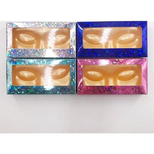 Face tray colorful boxes new shiny eyelash boxes wholesale mink lashes trays custom private label logo