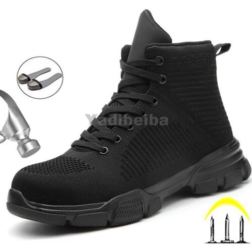 Steel Toe Work Boots Men Black High-top Security Safety Boots Industrial Work Safety Shoes Lightweight Work Sneakers Men Women