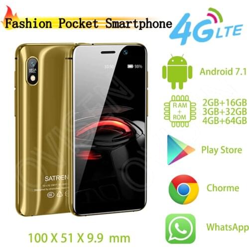 Satrend S11 Pocket Android Smartphone 3.22" Dual 4G LTE MTK6739 Quad Core Ultra Thin Cellphone Google Play Store Mobile Phone